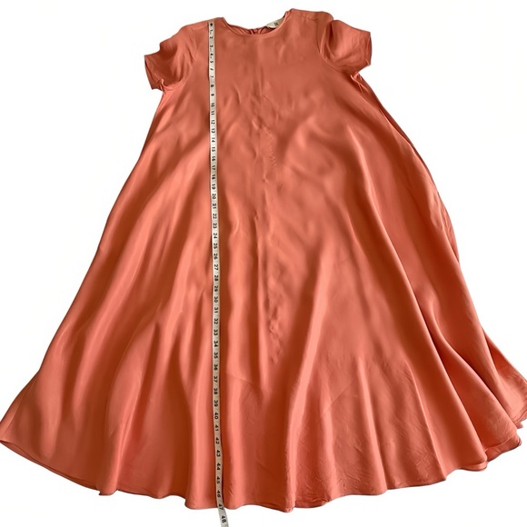 Banana Republic Aurelia Maxi Dress XS Coral Papaya Viscose Hemp Short Sleeve - Picture 9 of 9